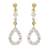 Ladies' Diamond Drop Earrings, 9ct Yellow Gold, I2 Diamond Clarity, 0.12 Carat Diamond Weight, Model 9-ER4372D