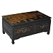 Handmade Oriental Furniture - 36" Antique Style Black Leather Coffee Table