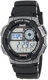 Casio Men's Silver-Tone and Digital Sport Watch Black AE1000W-1BVCF