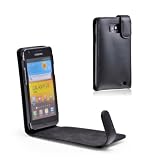 Produkt-Bild: MaryCom PREMIUM QUALIT&Auml;T Leder Handytasche schwarz f&uuml;r Samsung Galaxy S II (i9100) Smartphone mit Magnetverschluss + gratis Displayschutzfolie / LTS i9100