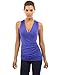 PattyBoutik Women V Neck Ruched Side Tank Top (Bright Blue Small)