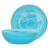 Colorful Recycled Art Glass Aqua Blue Pasta Bowl 11D 3.5H by Traders and Company