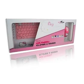 BlueStork - Hello Kitty - Pack de Clavier + Souris optique filaire - Rose / Blanc