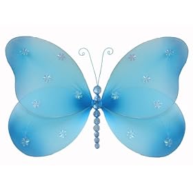 13 Blue Sparkle Butterfly nylon hanging ceiling wall baby nursery room wedding decor... by Bugs-n-Blooms