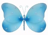 7 Blue Sparkle Butterfly nylon hanging ceiling wall baby nursery room wedding decor decoration