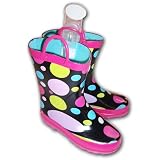 Little Kid's Black Polka Dotted Rain Boots Size 7/8, 9/10 and 11/12