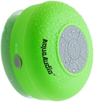 AquaAudio Mini Ultra Portable Waterproof Bluetooth Wireless Stereo Speakers with Suction Cup for Showers, Bathroom, Pool, Boat, Car, Beach, Outdoor etc. | For All Devices with Bluetooth Capability + Siri Compatible - 6 Hours Playtime / with Built-in Mic for use as a Powerful Handsfree Speakerphone (Green)