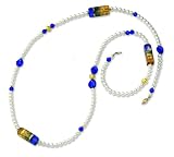 14k 5.5mm Pearl & Murano Glass Bead Necklace - 36