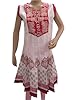 Anarkali Frock Style Tuinc Kurta Dress, Red White Cotton Kurti Party Wear Tunic S