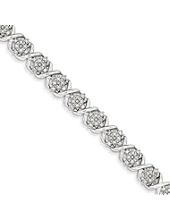 Genuine .925 Sterling Silver Diamond Bracelet 19 Grams . 100% Satisfaction Guaranteed.