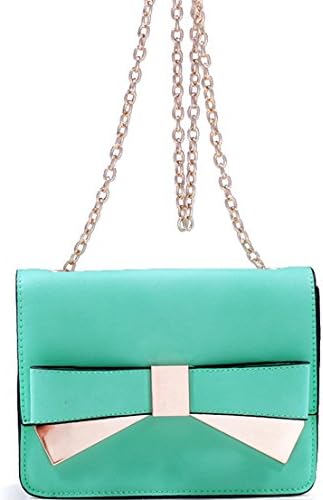Dasein Gold-Tone Chain Strap Bow Crossbody Messegger Mini Bag - Mint Green