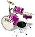 TKO 3-piece Children's Drum Set with Throne & Cymbal - Pink (Magenta)
