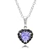 Sterling Silver Tanzanite and Black Diamond Heart Pendant (0.07 cttw), 18