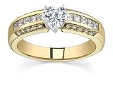 0.98 CT HEART DIAMOND 18K YELLOW GOLD RING NEW