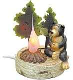 Black Bear Keeping Warm Next To Flickering Campfire Night Light 5