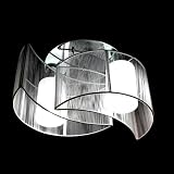 2 Light Semi Flush Mount Ceiling Light with Glass Shade and Cloth Cover, Chrome