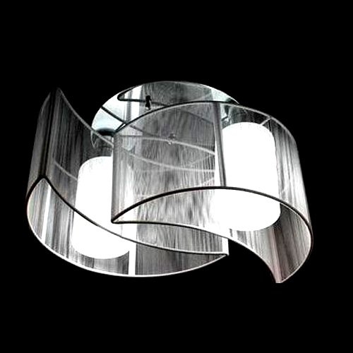 Click To 2 Light Semi Flush Mount Ceiling Light with Glass Shade and Cloth Cover, Chrome Details... 2 Light Semi Flush Mount Ceiling Light with Glass Shade and Cloth Cover, Chrome