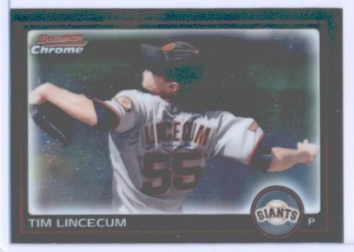 2010 Bowman Chrome Baseball Card # 132 Tim Lincecum  San Francisco Giants  MLB Trading Card in Screwdown Case