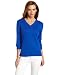 Jones New York Women's V-Neck Tee With Ribbed Trim, Royal Blue, Large