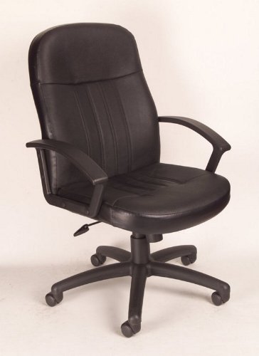 Black Leather Plus Office Executive Mid Back Chair