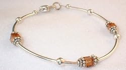 Sterling Silver Tube w/Topaz Cubes Hand crafted Bracelet