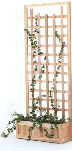 2pc Outdoor Rectangular Planter Box Container Trellis Set