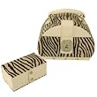 Tech Swiss Jewelry Box Oval Shape Genuine Leather Black Beige Zebra Print