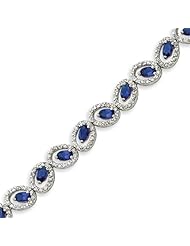 Sterling Silver Blue And Clear CZ Bracelet - 7 Inch