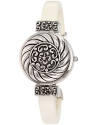 Golden Classic Womens 9101_Wht Whimsical Secret Flip Top Leather Cuff Watch