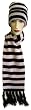New Black and Pink Striped Scarf Beanie Hat Set Goth Gothic Punk Rockabilly Emo