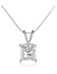 IGI Certified 10k White Gold Princess-Cut Diamond Pendant Necklace (3/4 cttw, I-J Color, I2-I3 Clarity), 18"
