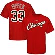 Majestic Chicago Bulls #33 Scottie Pippen Red Player & Number T-shirt