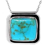 Sterling Silver Turquoise Inlay Square Pendant, 18