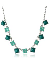 Kensie "Jewel Thief" Silver-Plated Frontal Stone Necklace, 19"