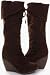 Brown Velvet Ruched Line Front Bow Fold Over Cuff Wedge Boots