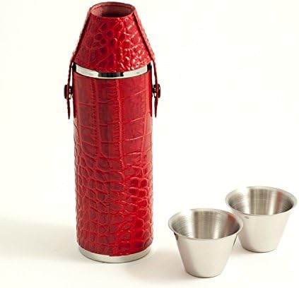 Crocodile Design 10oz Red Cylinder Flask