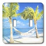 Florene Tropical Landscape - Palm Trees and Hammock With Ocean - Light Switch Covers - double toggle switch