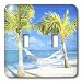 Florene Tropical Landscape - Palm Trees and Hammock With Ocean - Light Switch Covers - double toggle switch