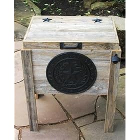 CG Products TEXAS Black Seal Cooler Hand-Made Weathered Wood Outdoor Ice Chest - Black...
