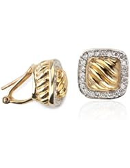 14k Yellow Gold Diamond, Square, Clip on Earring, with .46 Cttw of Diamonds, (G-H Color, SI1-SI2 Clarity)