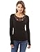 PattyBoutik Women's Scoop Neck Crochet Lace Inset Ribbed Blouse