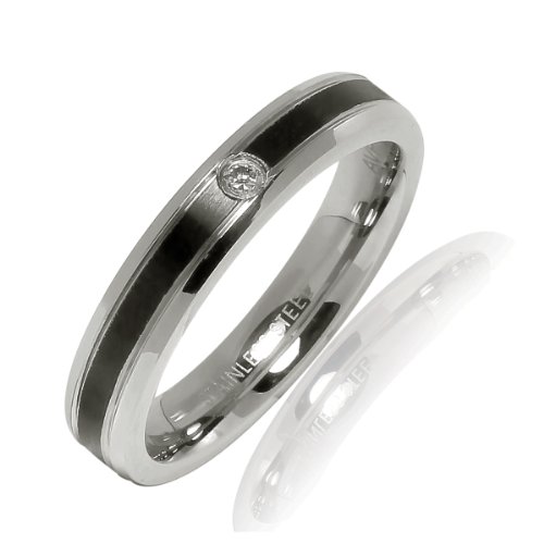 Bliss Republic Unisex-Ring Edelstahl schwarz Zirkonia wei&szlig; 59 60160033 Preisvergleich