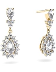 Genuine White Topaz 14kt Yellow Gold Dangle Drop Earrings