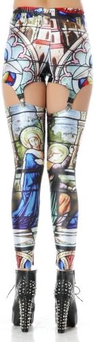 LoveLiness Fashion Digital Print Garter Clip Polyester Skinny Leggings Pants (One Size, 002 (Church))