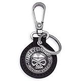 Harley-Davidson® Leather Skull Key Fob Ring. Snap hook for belt. 99443-06V