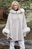 Women's Hooded Alpaca Cape with Fox Trim