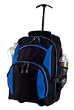 Single Handle Rolling College Laptop Computer Backpack (Blue)