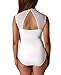 Shawhuwa Womens Sexy Floral Lace High Neck Cut Out Back Bodysuit Tops M White