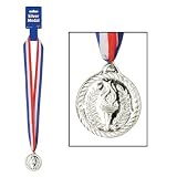 Silver Medal with Ribbon Party Supplies (Silver)