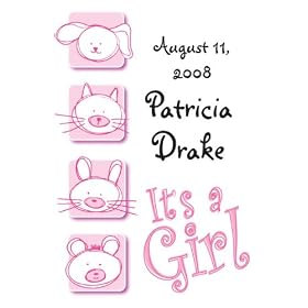 Its a Girl Cute Animal Illustrations Personalized White Coffe - Assembled (Set of 72)
